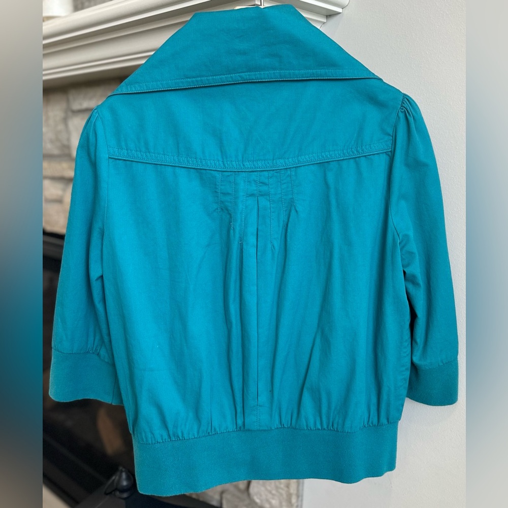 ✨NWT✨ Tulle Corduroy zip up jacket with large collar 3/4 length sleeves size L - Picture 13 of 14